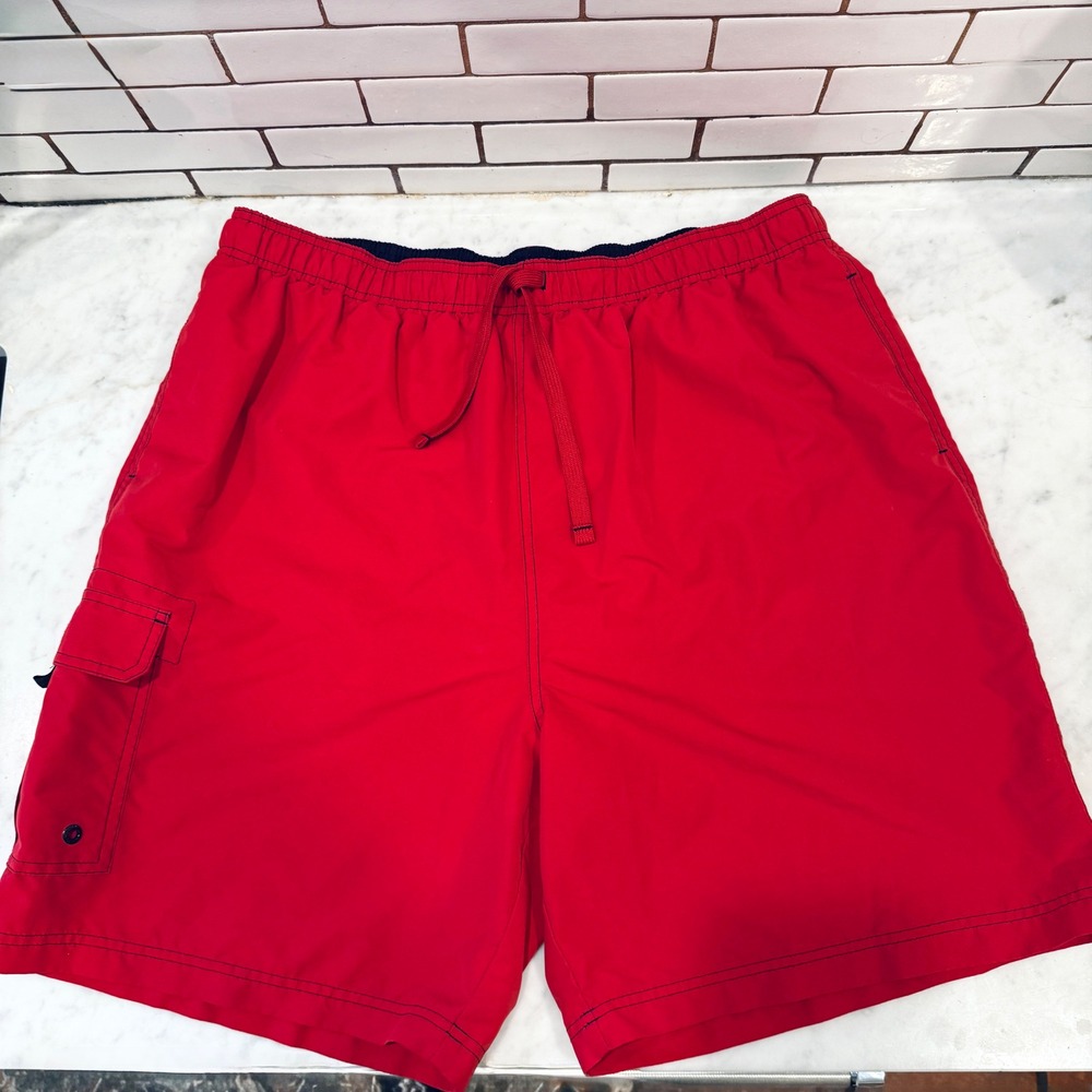 Graphite Swim‎ Trunks Cargo Pocket Swimsuit Red XL